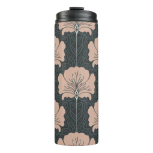 Garrafa Térmica Padrão perfeito de vindima com flores rosa. Art n
