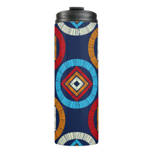 Garrafa Térmica Padrão perfeito do Bolinhas. Mosaico de figos étni