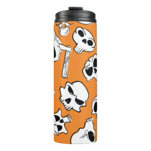 Garrafa Térmica Padrão perfeito do Halloween com crânios e ossos