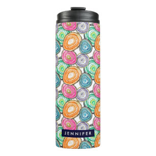 Garrafa Térmica Padrão personalizado de geodo rosa laranja verde f