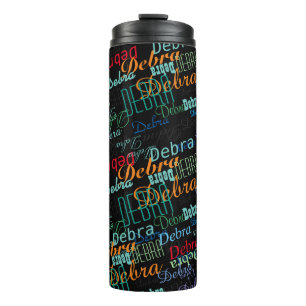Garrafa Térmica padrão personalizado de nomes de cores em preto