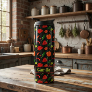 Garrafa Térmica Padrão Personalizado de Pimenta Picante