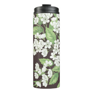 Garrafa Térmica padrão primavera, ramos verdes sem soldadura.
