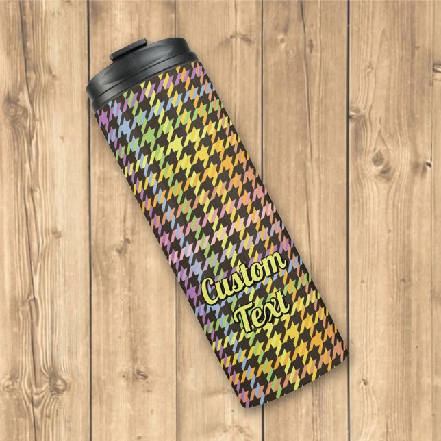 Garrafa Térmica Padrão Rainbow Houndstooth (Criador carregado)