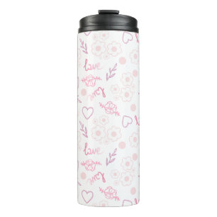 Garrafa Térmica Padrão Romântico de Amor Floral