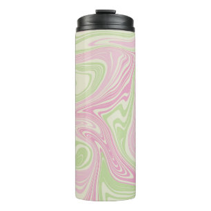 Garrafa Térmica Padrão Rosa Verde Suave Líquido