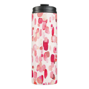 Garrafa Térmica Padrão sem costura, bonito, de pontos rosas, verm