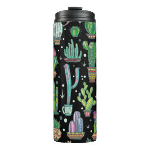 Garrafa Térmica Padrão sem costura com cactos bonitos