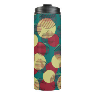 Garrafa Térmica Padrão sem costura com círculos e linhas. 