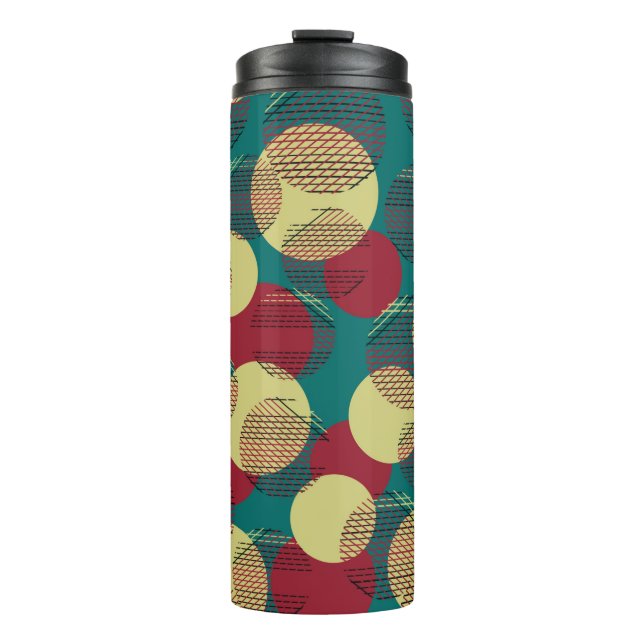 Garrafa Térmica Padrão sem costura com círculos e linhas.  (Frente)