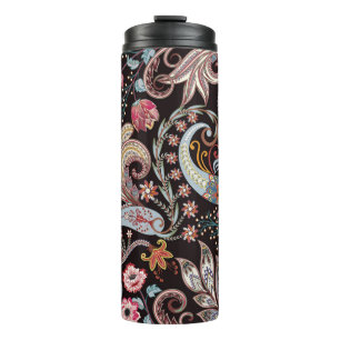 Garrafa Térmica Padrão sem costura com cor paisley floral