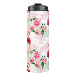 Garrafa Térmica Padrão sem costura com flamingo cor-de-rosa