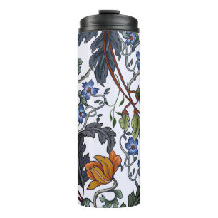 Garrafa Térmica Padrão sem costura com flores no estilo de deco de