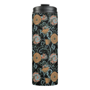Garrafa Térmica Padrão sem costura com flores. Vintage Summer Fem