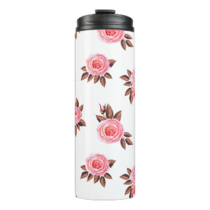 Garrafa Térmica Padrão sem costura com inglês rosesbelto, preto