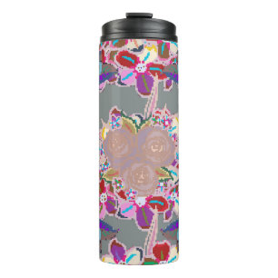 Garrafa Térmica Padrão sem costura com motivo floral. Patte sem co