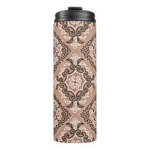 Garrafa Térmica Padrão sem costura com ornamento de aquarela