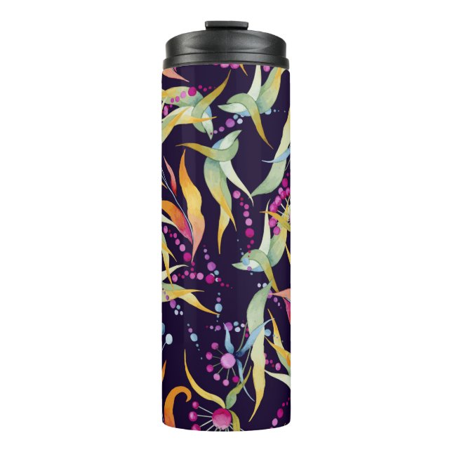 Garrafa Térmica padrão sem costura constituído por várias plantas, (Frente)