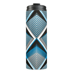 Garrafa Térmica Padrão sem costura da camada de stripy azul geom