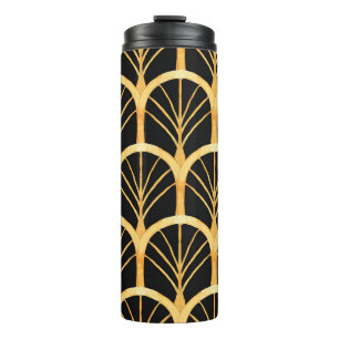 Garrafa Térmica Padrão sem costura de aquarela desenhada à mão 