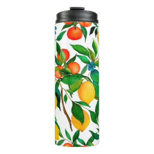 Garrafa Térmica Padrão sem costura de aquarelas com frutas de cit