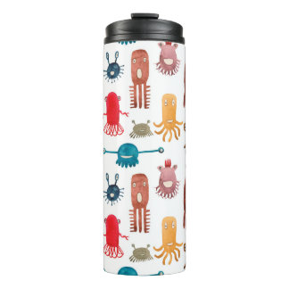 Garrafa Térmica Padrão sem costura de aquarelas e monstros engraça