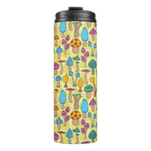 Garrafa Térmica Padrão sem costura de Cogumelos Mágicos