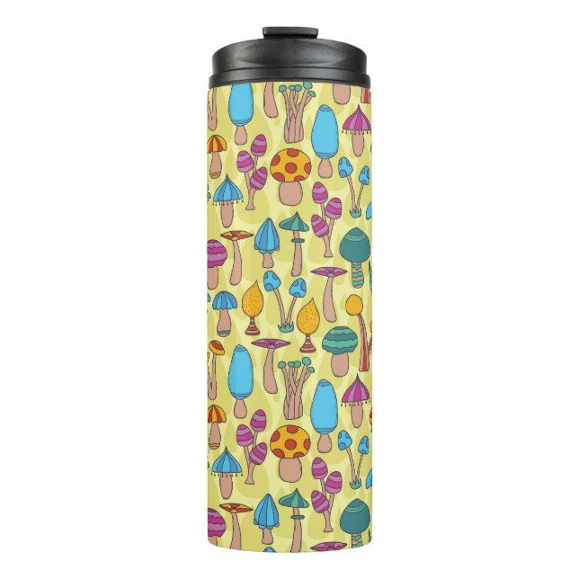 Garrafa Térmica Padrão sem costura de Cogumelos Mágicos (Frente)