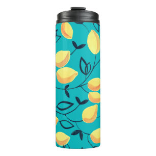 Garrafa Térmica Padrão sem costura de Gouache com amarelo decorat