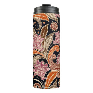 Garrafa Térmica Padrão sem costura Design de Paisley tradicional