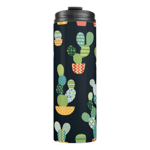 Garrafa Térmica Padrão sem costura do Cactus no estilo de patch c