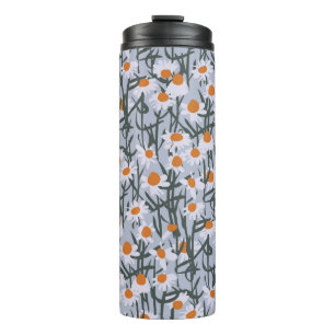 Garrafa Térmica Padrão sem costura do campo de camomila nas cinza