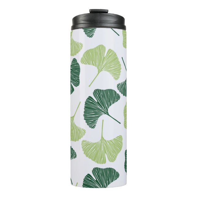 Garrafa Térmica Padrão sem costura Ginkgo biloba verde  (Frente)