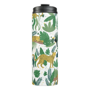 Garrafa Térmica padrão sem descontinuidades de leopardos na selva.
