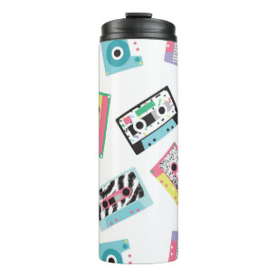 Garrafa Térmica Padrão sem falhas com fitas de áudio no retrô d