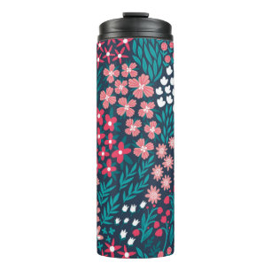 Garrafa Térmica Padrão sem soldadura de flores de vindima. Sem fi