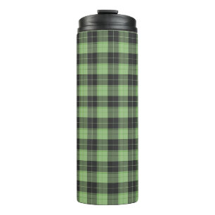Garrafa Térmica Padrão simples de tartã em verde claro