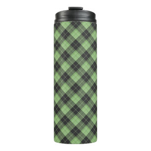 Garrafa Térmica Padrão simples de xadrez em verde claro