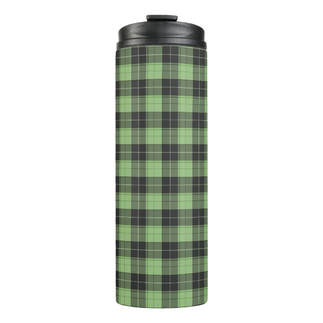 Garrafa Térmica Padrão simples de xadrez em verde claro (Frente)