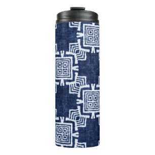 Garrafa Térmica Padrão tribal colorido de Denim sem costura
