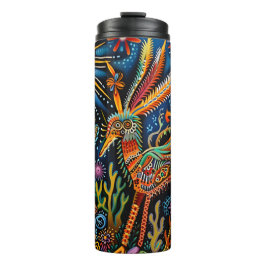 Garrafa Térmica Padrão Tribal de Huichol, Abstrato, vibrante