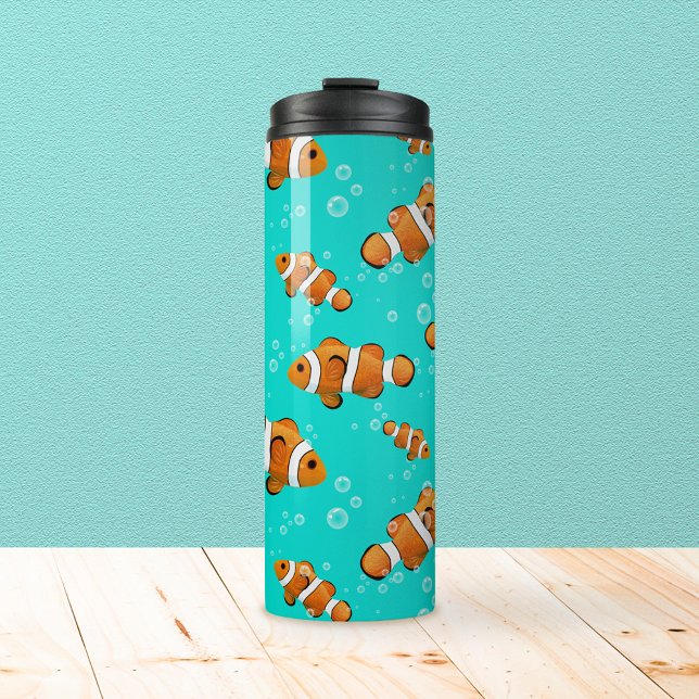 Garrafa Térmica Padrão Tropical de Palhaço e Bolhas (Tropical Clownfish Pattern Tumbler)