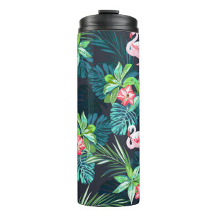 Garrafa Térmica Padrão tropical de verão sem costura com flaming