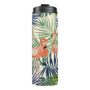 Garrafa Térmica Padrão tropical perfeita com flamingo. Botany de