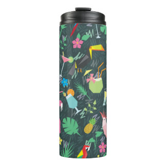 Garrafa Térmica Padrão tropical sem costura com aves e bebidas 1