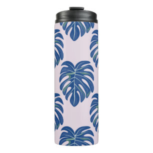 Garrafa Térmica Padrão tropical sem costura com folhas. Bonita