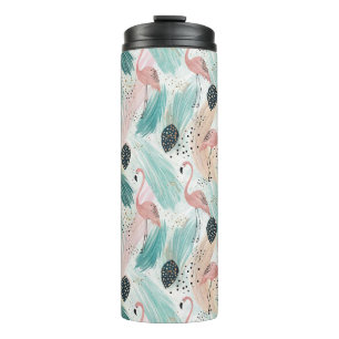Garrafa Térmica Padrão Tropical Watercolor Flamingo