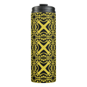 Garrafa Térmica Padrão uniforme de abstrato, preto e dourado 
