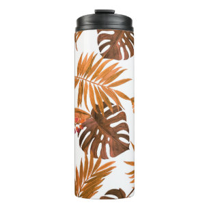 Garrafa Térmica Padrão uniforme de aquarela com folhas tropicais