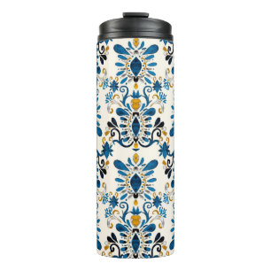 Garrafa Térmica Padrão uniforme de aquarela com ikat. Tie dye wat